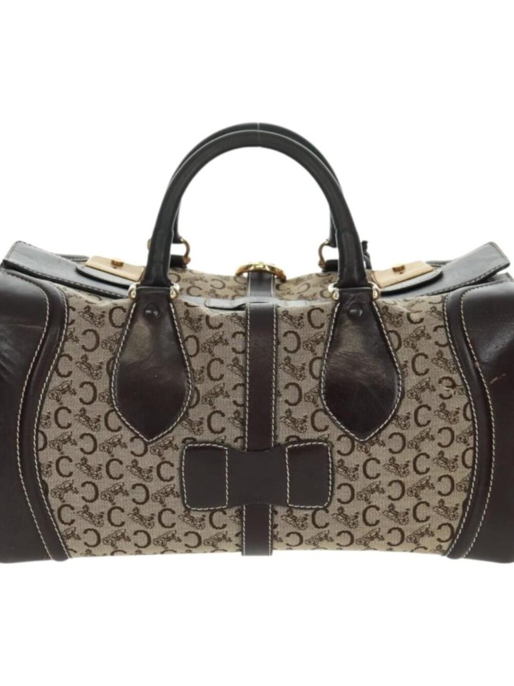 CELINE C Sulky Boston Bag Canvas Brown Gold - Picture 2 of 16
